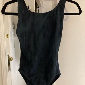 Bleach-dyed Bloch leotard (gray and black)